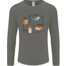 Hampster Eat Sleep Wheek Repeat Funny Mens Long Sleeve T-Shirt Charcoal