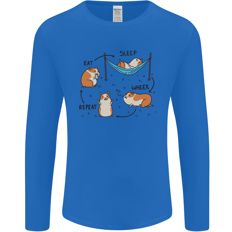 Hampster Eat Sleep Wheek Repeat Funny Mens Long Sleeve T-Shirt Royal Blue