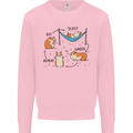 Hampster Eat Sleep Wheek Repeat Funny Mens Sweatshirt Jumper Light Pink