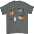Hampster Eat Sleep Wheek Repeat Funny Mens T-Shirt Cotton Gildan Charcoal