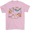 Hampster Eat Sleep Wheek Repeat Funny Mens T-Shirt Cotton Gildan Light Pink