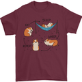 Hampster Eat Sleep Wheek Repeat Funny Mens T-Shirt Cotton Gildan Maroon