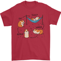 Hampster Eat Sleep Wheek Repeat Funny Mens T-Shirt Cotton Gildan Red