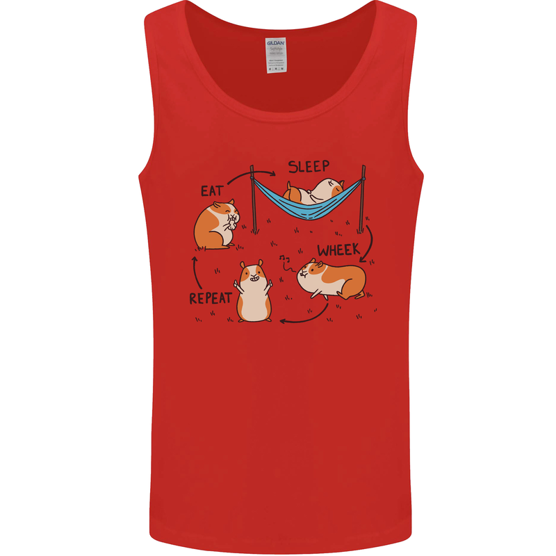 Hampster Eat Sleep Wheek Repeat Funny Mens Vest Tank Top Red