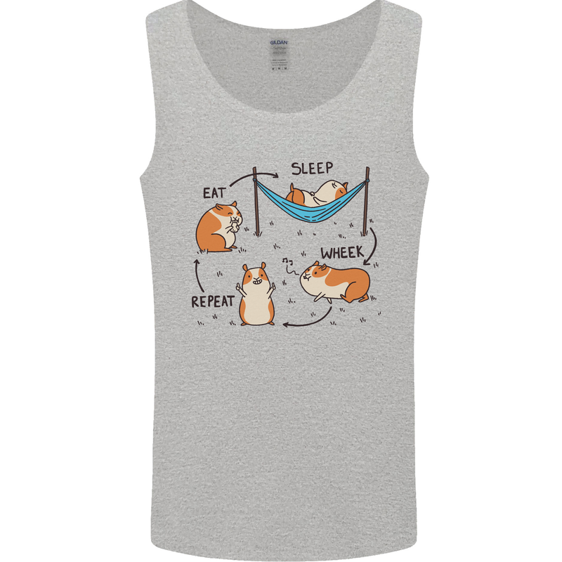 Hampster Eat Sleep Wheek Repeat Funny Mens Vest Tank Top Sports Grey