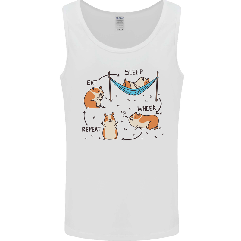 Hampster Eat Sleep Wheek Repeat Funny Mens Vest Tank Top White