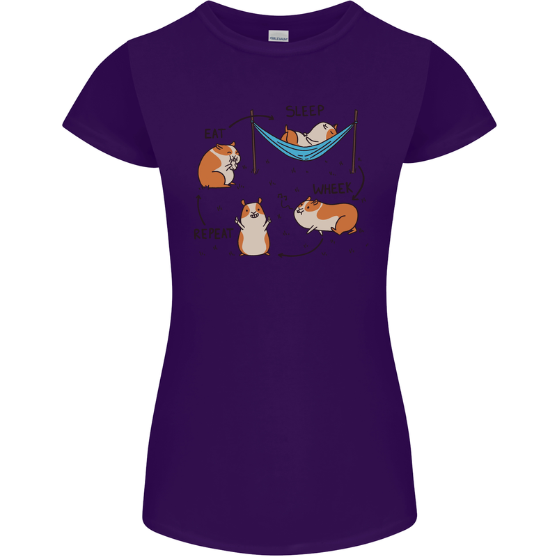 Hampster Eat Sleep Wheek Repeat Funny Womens Petite Cut T-Shirt Purple