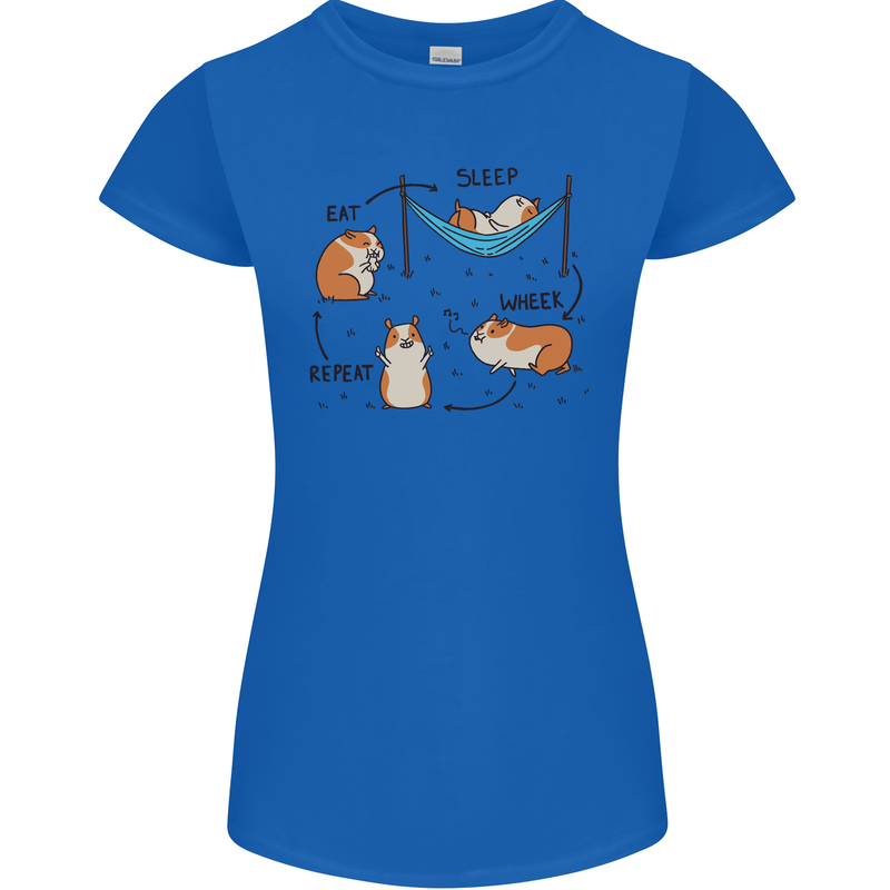 Hampster Eat Sleep Wheek Repeat Funny Womens Petite Cut T-Shirt Royal Blue