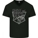 Handle the Scandal Tattoo Artist Mens V-Neck Cotton T-Shirt Black