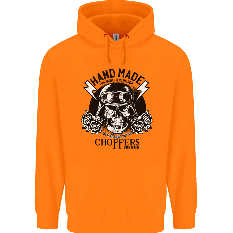 Handmade Choppers Biker Motorcycle Bike Mens 80% Cotton Hoodie Orange
