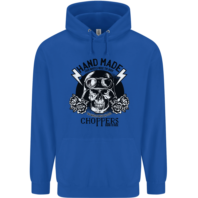 Handmade Choppers Biker Motorcycle Bike Mens 80% Cotton Hoodie Royal Blue