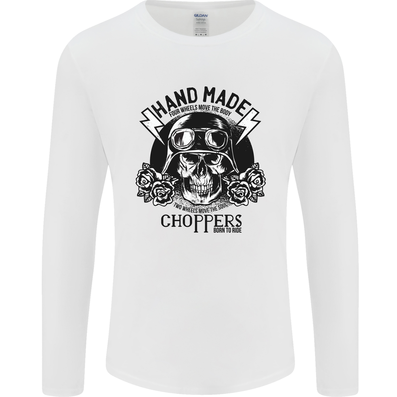 Handmade Choppers Biker Motorcycle Bike Mens Long Sleeve T-Shirt White