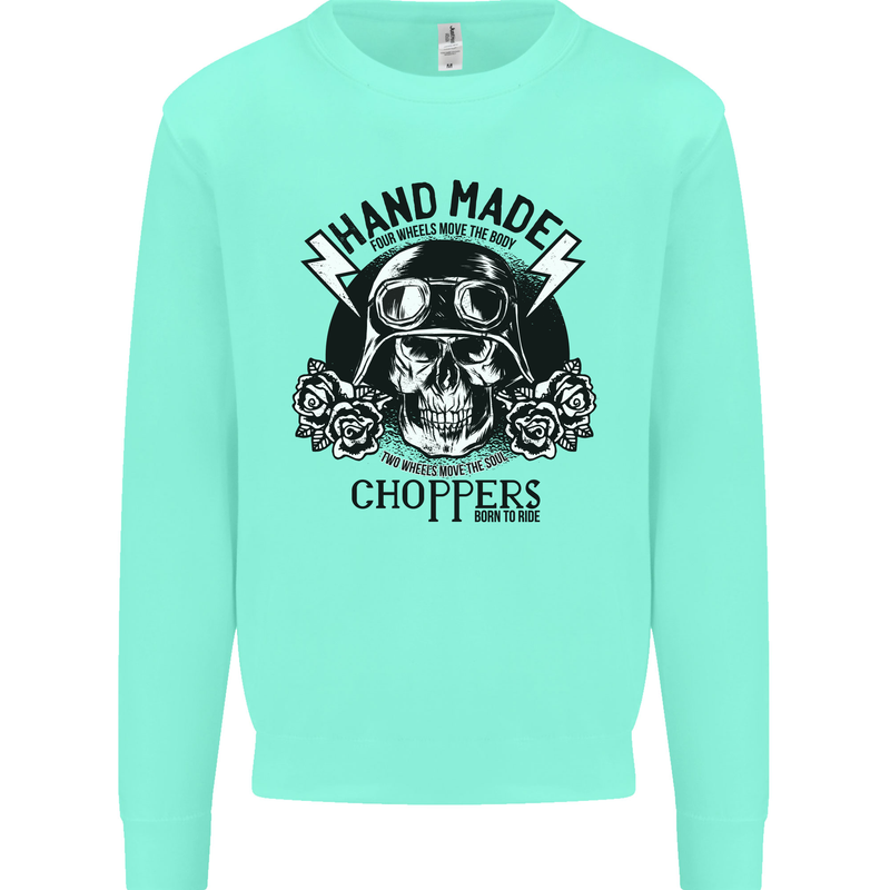 Handmade Choppers Biker Motorcycle Bike Mens Sweatshirt Jumper Peppermint