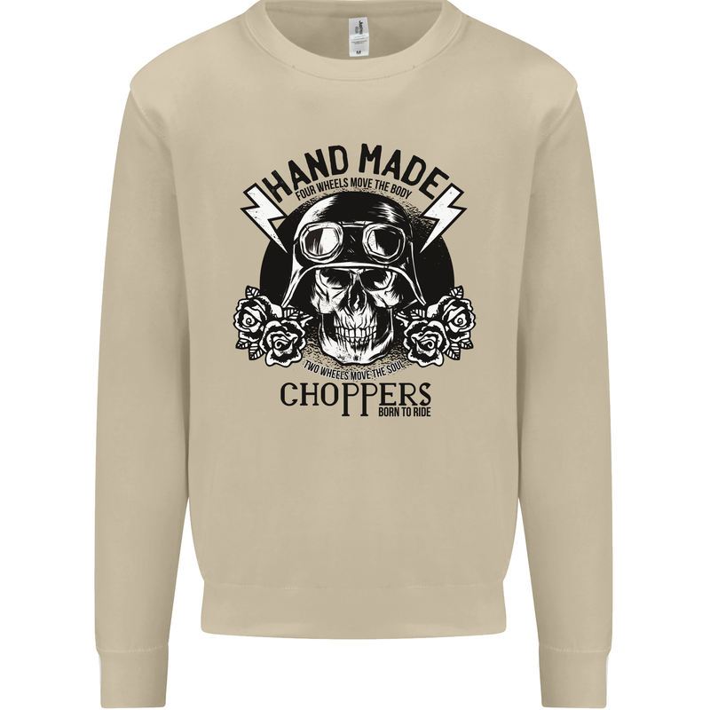 Handmade Choppers Biker Motorcycle Bike Mens Sweatshirt Jumper Sand