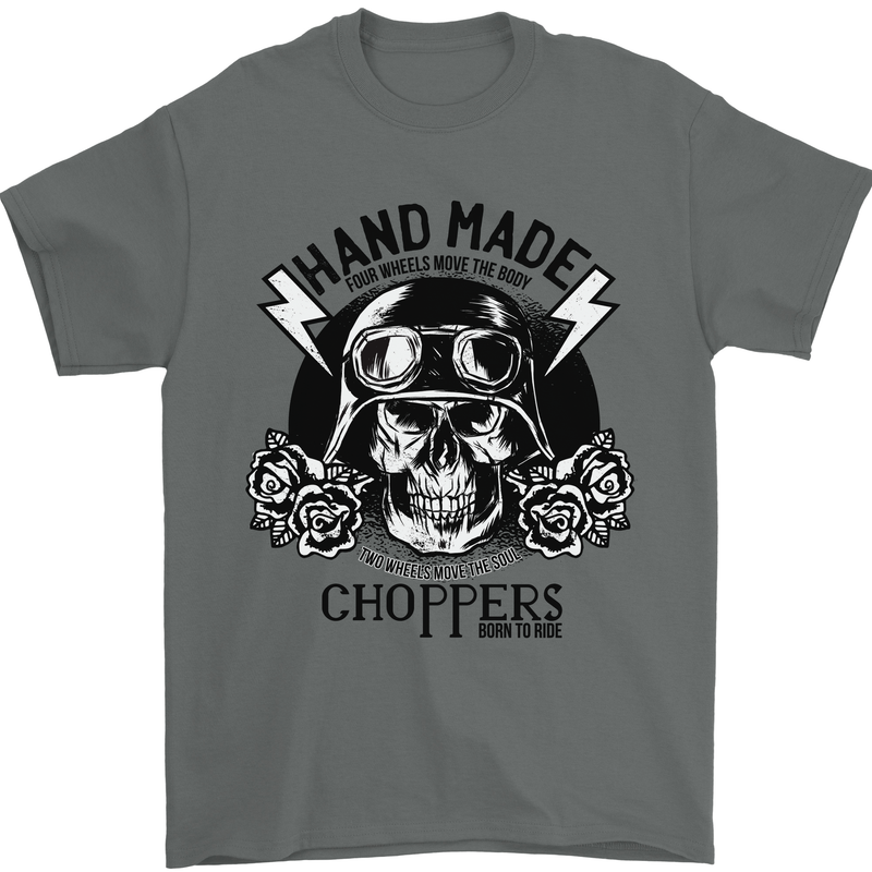 Handmade Choppers Biker Motorcycle Bike Mens T-Shirt 100% Cotton Charcoal