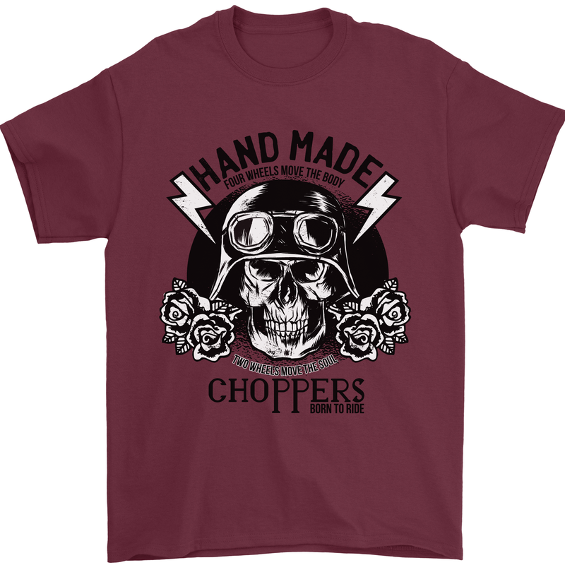 Handmade Choppers Biker Motorcycle Bike Mens T-Shirt 100% Cotton Maroon