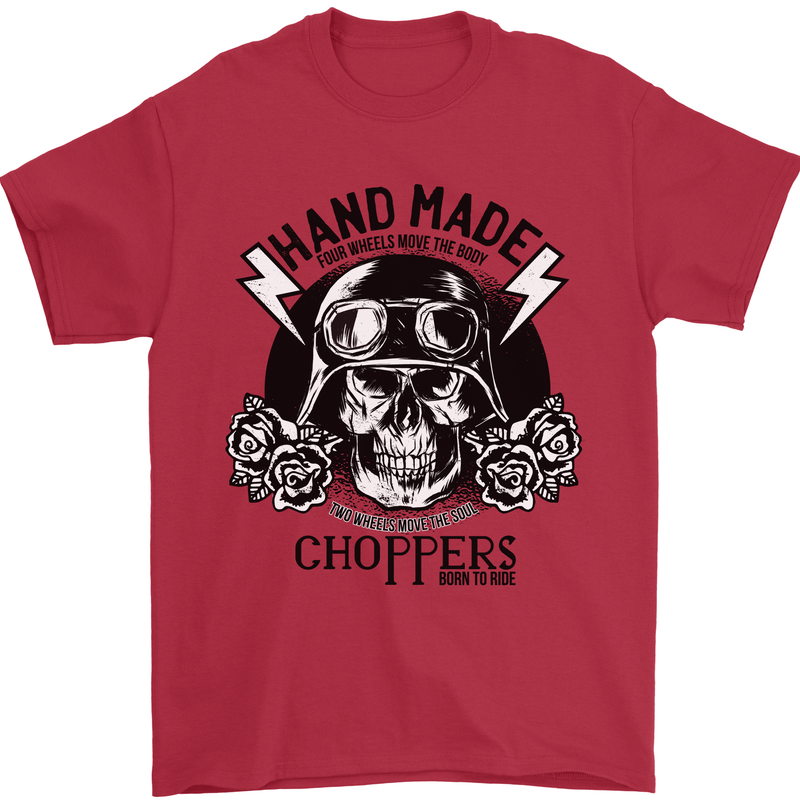 Handmade Choppers Biker Motorcycle Bike Mens T-Shirt 100% Cotton Red