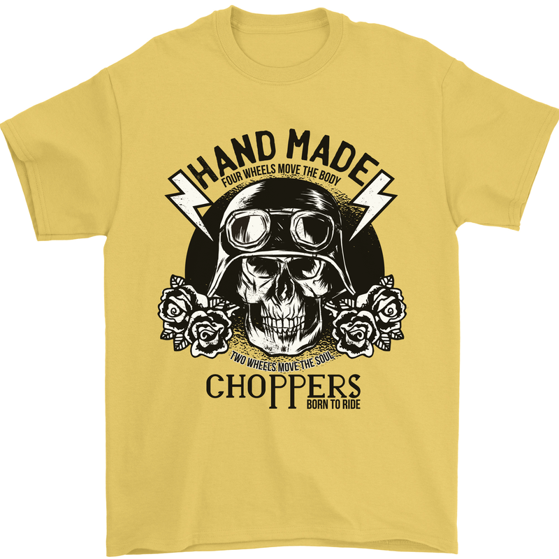 Handmade Choppers Biker Motorcycle Bike Mens T-Shirt 100% Cotton Yellow