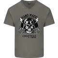 Handmade Choppers Biker Motorcycle Bike Mens V-Neck Cotton T-Shirt Charcoal
