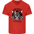 Handmade Choppers Biker Motorcycle Bike Mens V-Neck Cotton T-Shirt Red