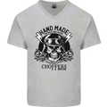 Handmade Choppers Biker Motorcycle Bike Mens V-Neck Cotton T-Shirt Sports Grey