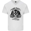 Handmade Choppers Biker Motorcycle Bike Mens V-Neck Cotton T-Shirt White