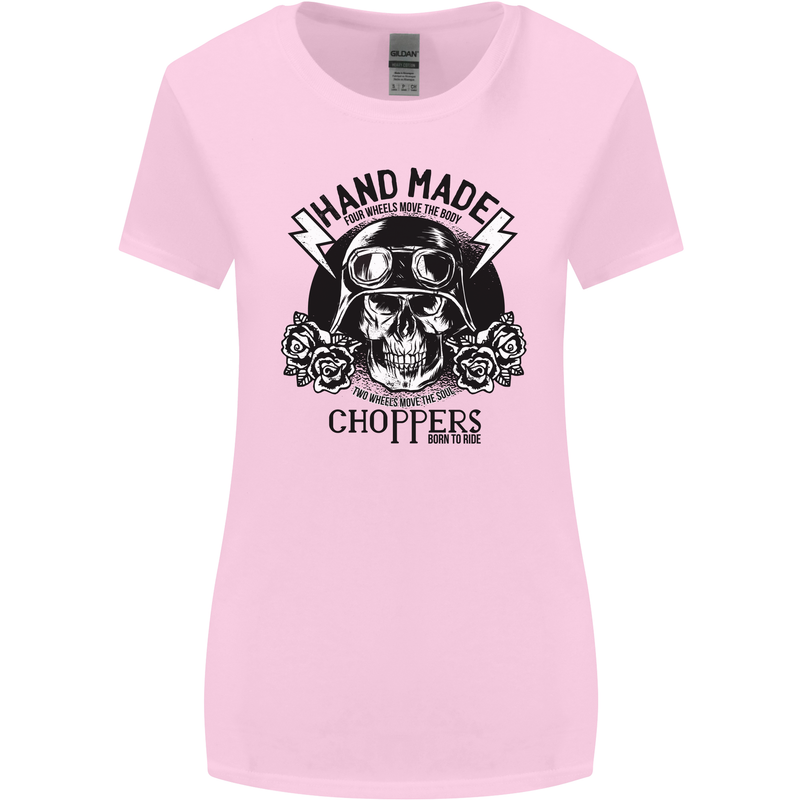 Handmade Choppers Biker Motorcycle Bike Womens Wider Cut T-Shirt Light Pink