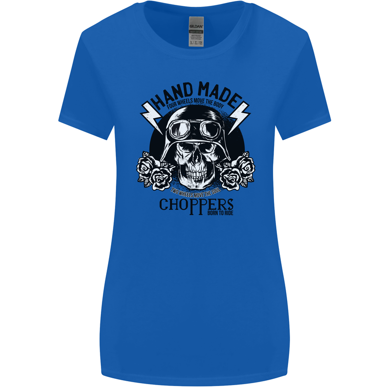Handmade Choppers Biker Motorcycle Bike Womens Wider Cut T-Shirt Royal Blue
