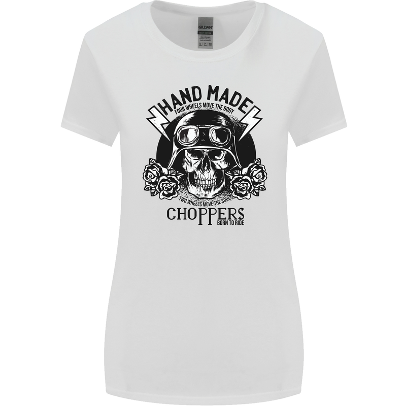 Handmade Choppers Biker Motorcycle Bike Womens Wider Cut T-Shirt White