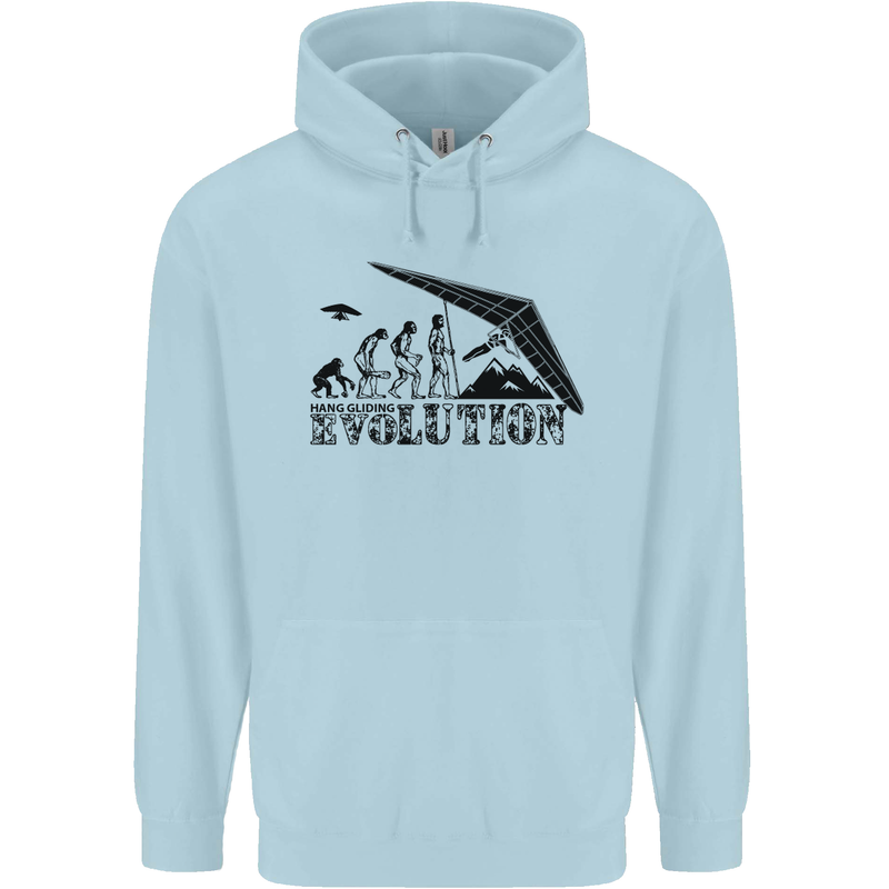 Hang Gliding Evolution Funny Hang Glider Childrens Kids Hoodie Light Blue