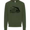 Hang Gliding Evolution Funny Hang Glider Kids Sweatshirt Jumper Forest Green