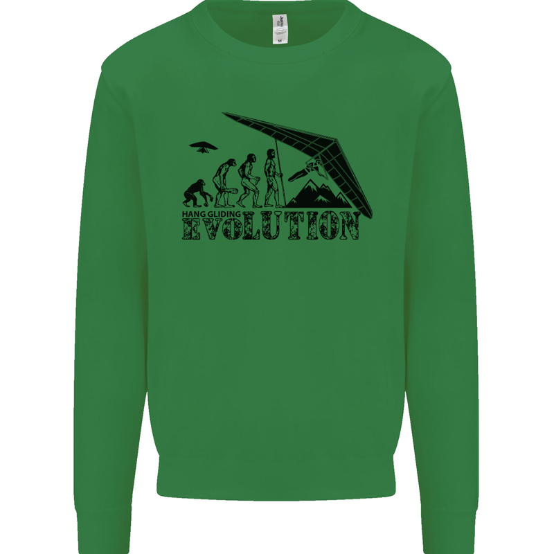 Hang Gliding Evolution Funny Hang Glider Kids Sweatshirt Jumper Irish Green