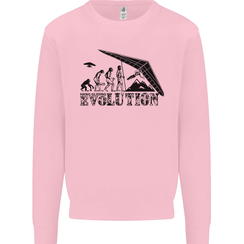 Hang Gliding Evolution Funny Hang Glider Kids Sweatshirt Jumper Light Pink