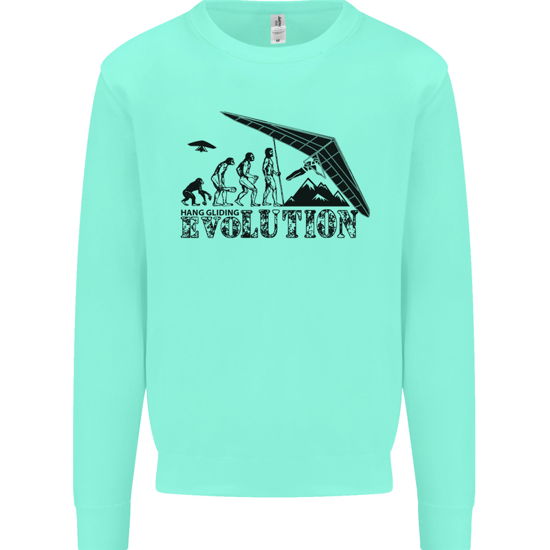 Hang Gliding Evolution Funny Hang Glider Kids Sweatshirt Jumper Peppermint