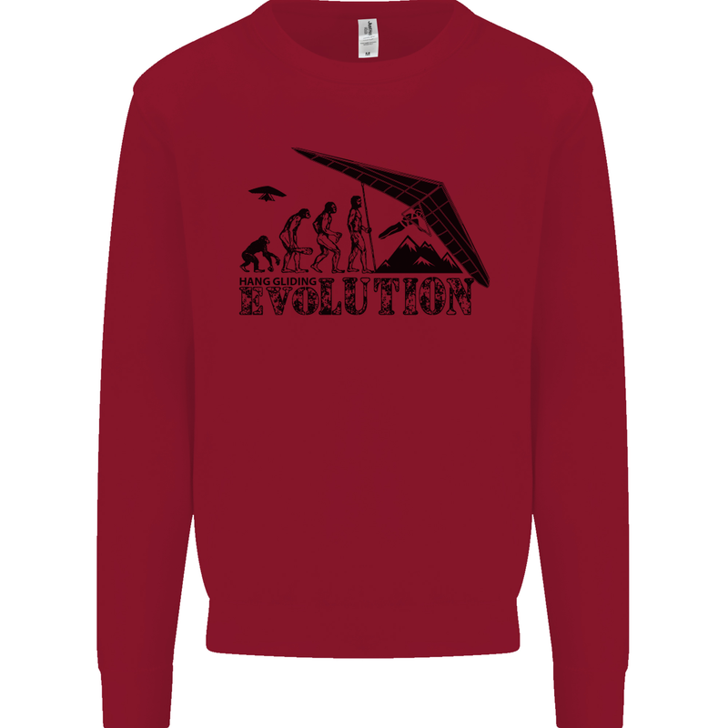 Hang Gliding Evolution Funny Hang Glider Kids Sweatshirt Jumper Red