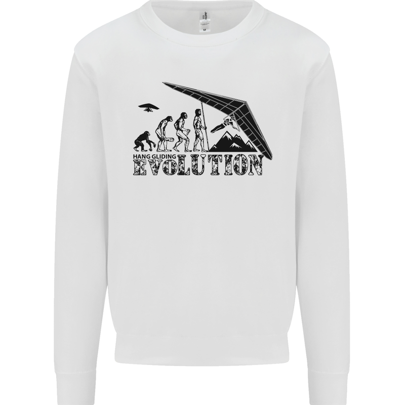 Hang Gliding Evolution Funny Hang Glider Kids Sweatshirt Jumper White