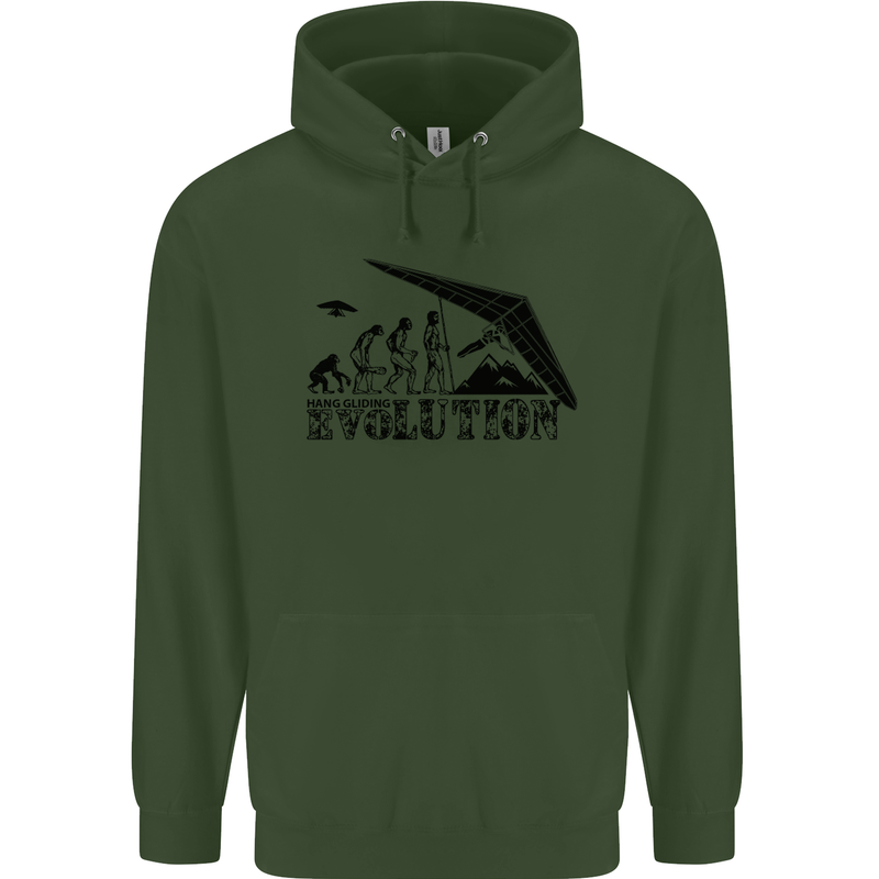 Hang Gliding Evolution Funny Hang Glider Mens 80% Cotton Hoodie Forest Green