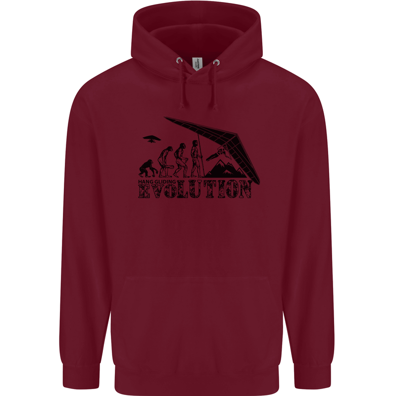 Hang Gliding Evolution Funny Hang Glider Mens 80% Cotton Hoodie Maroon