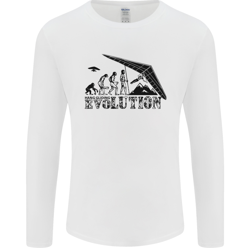 Hang Gliding Evolution Funny Hang Glider Mens Long Sleeve T-Shirt White