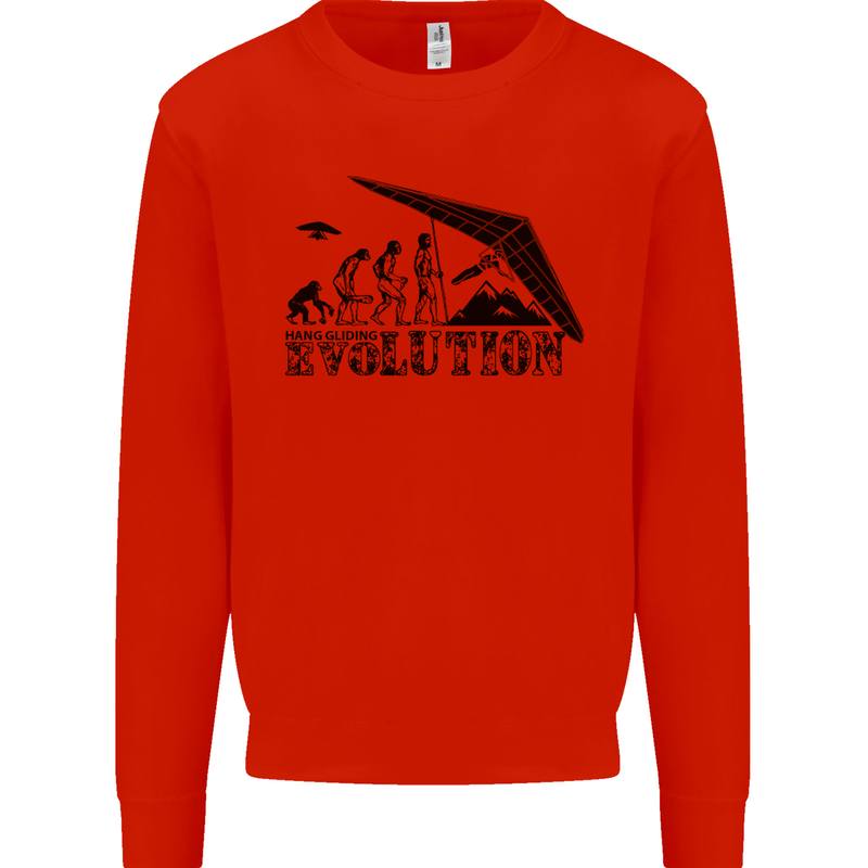Hang Gliding Evolution Funny Hang Glider Mens Sweatshirt Jumper Bright Red