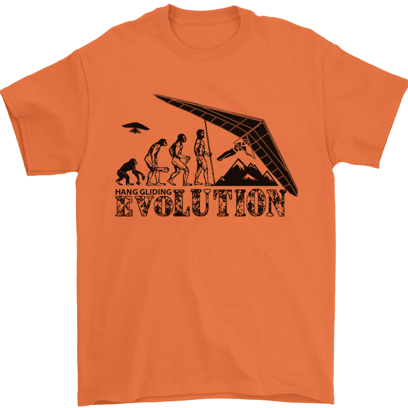 Hang Gliding Evolution Funny Hang Glider Mens T-Shirt Cotton Gildan Orange