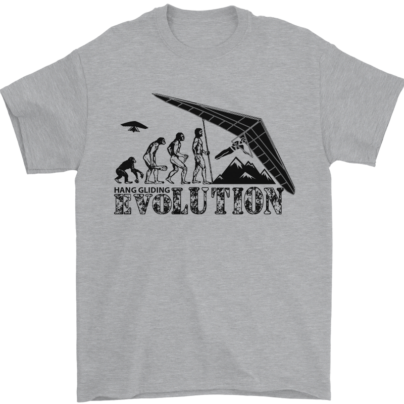 Hang Gliding Evolution Funny Hang Glider Mens T-Shirt Cotton Gildan Sports Grey