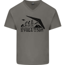 Hang Gliding Evolution Funny Hang Glider Mens V-Neck Cotton T-Shirt Charcoal