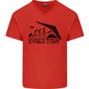 Hang Gliding Evolution Funny Hang Glider Mens V-Neck Cotton T-Shirt Red