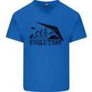 Hang Gliding Evolution Funny Hang Glider Mens V-Neck Cotton T-Shirt Royal Blue