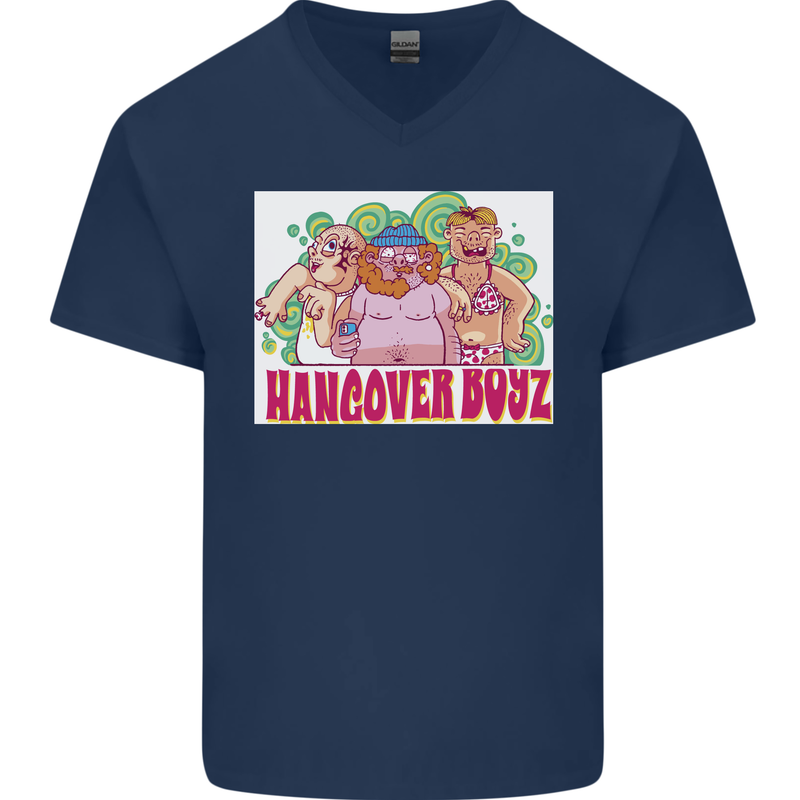 Hangover Boyz Stag Do Doo Funny Beer Mens V-Neck Cotton T-Shirt Navy Blue