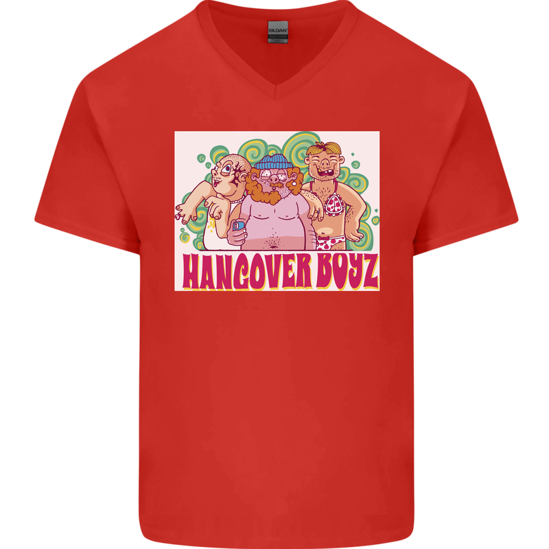 Hangover Boyz Stag Do Doo Funny Beer Mens V-Neck Cotton T-Shirt Red