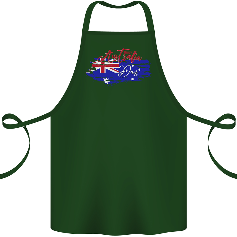 Happy Australia National Day Flag Cotton Apron 100% Organic Forest Green