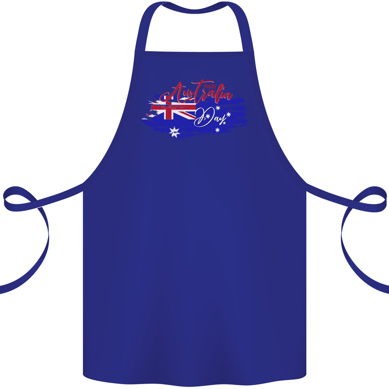 Happy Australia National Day Flag Cotton Apron 100% Organic Royal Blue