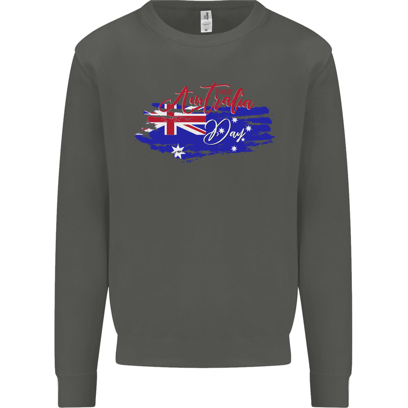Happy Australia National Day Flag Kids Sweatshirt Jumper Storm Grey
